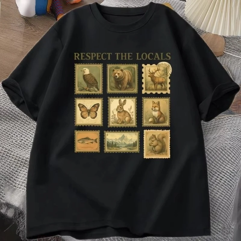 Respect The Local Wildlife T-Shirt Men Women Gift for Nature Lover T Shirt Animal Vintage Postage Tshirt Streetwear Male Tops