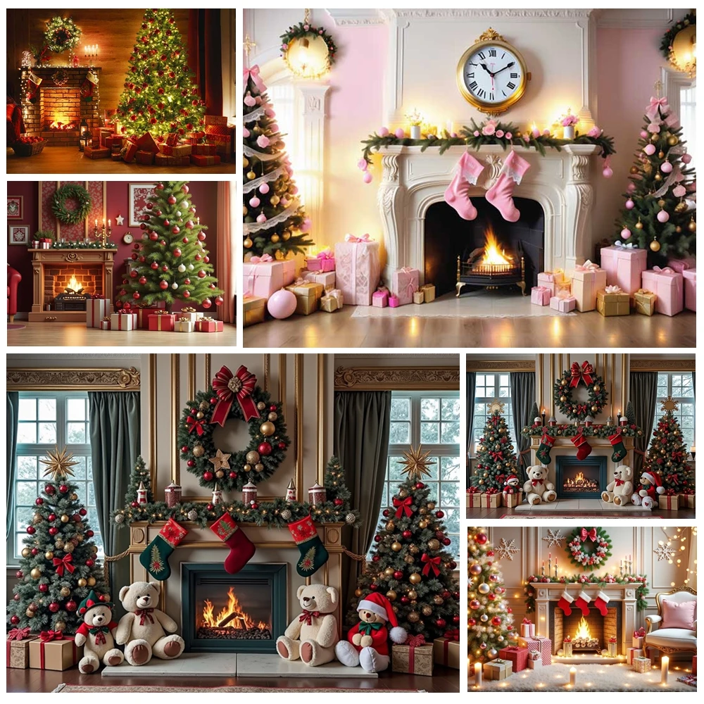 

MOON.QG Photo Background Wreath Balls Christmas Ornaments Backdrops For Photography Poster Party Supplies Photocall Studio