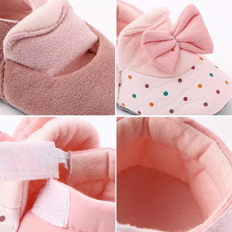 Cartoon Bowknot Baby Shoes Cute Newborn Boys Girls First Walkers Flats Soft Sole Non-slip Shoes Footwear Toddler Booties