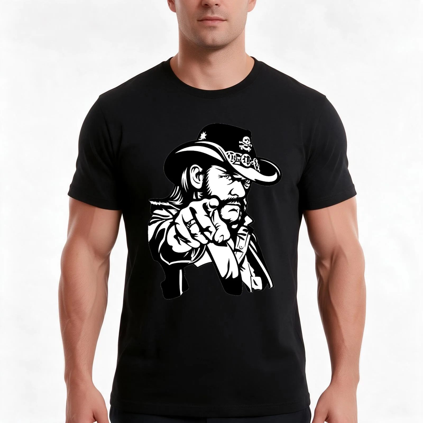 blackwhitereddesign rock band vocals bass lemmy T-Shirt, Summer Casual Cotton Tee, Oversized Streetwear Tops, Unisex Men Women