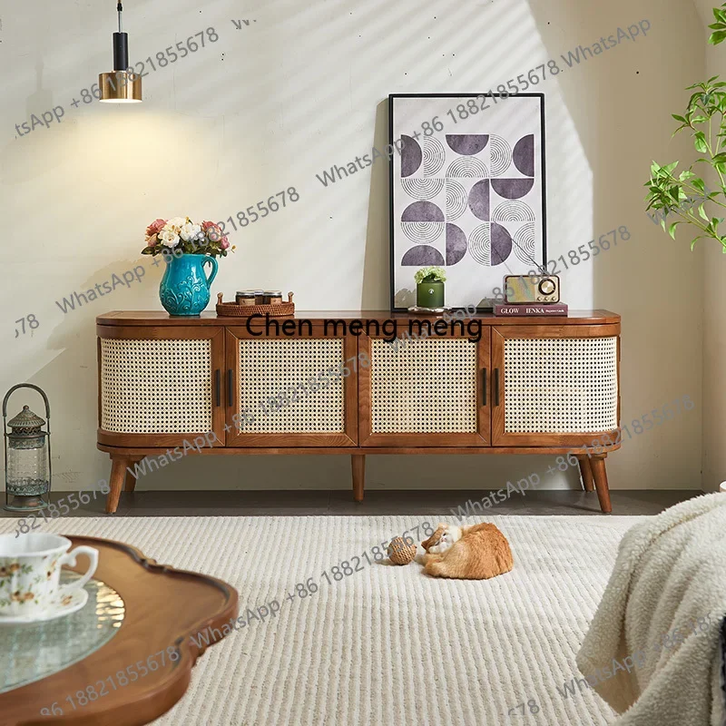 

Rattan storage, wall cabinet modern simplicity, solid wood furniture, ash wood TV cabinet