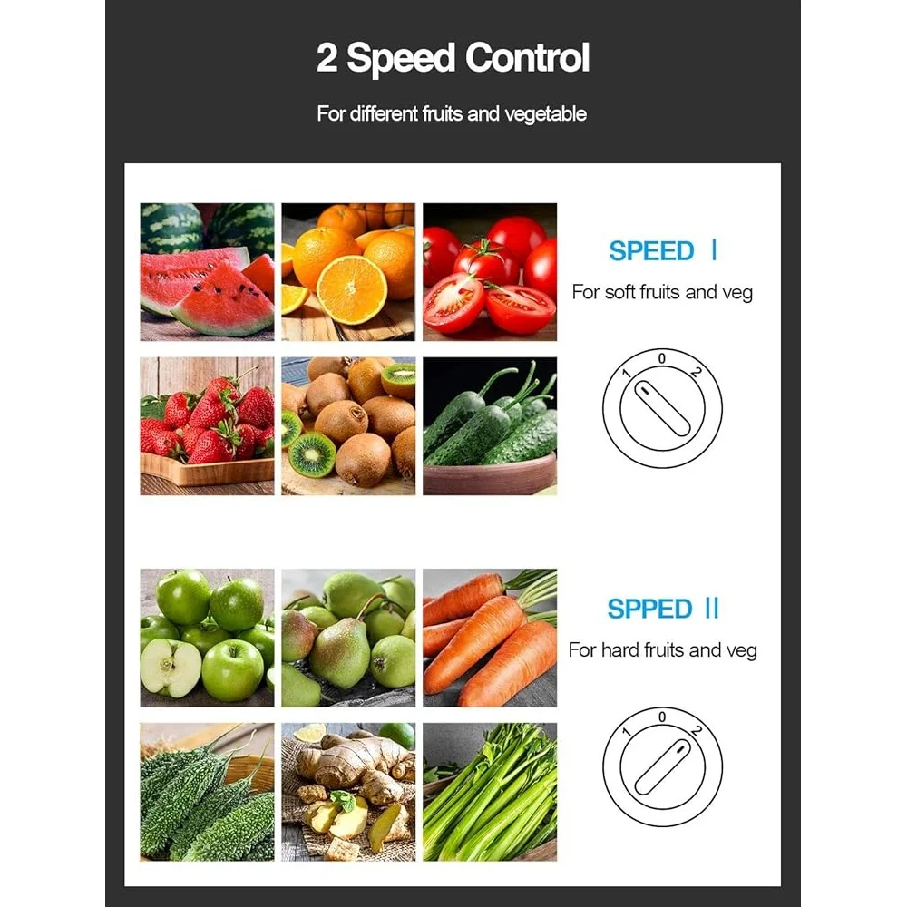 500 واط آلة صنع العصير بالطرد المركزي واسعة الفم 3 بوصة تغذية المزلق سرعة مزدوجة سهلة التنظيف الفولاذ المقاوم للصدأ الفاكهة الخضار النازع