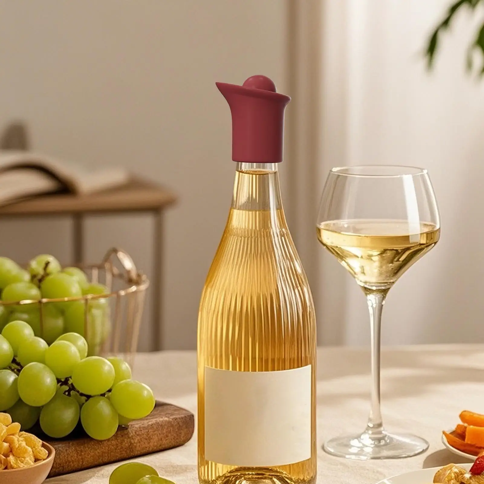 

Silicone Wine Stopper Reusable Wine Saver Bottle Stoppers Leak-Proof Plug Topper Kitchen Gadgets for Home Bar Camping Travel