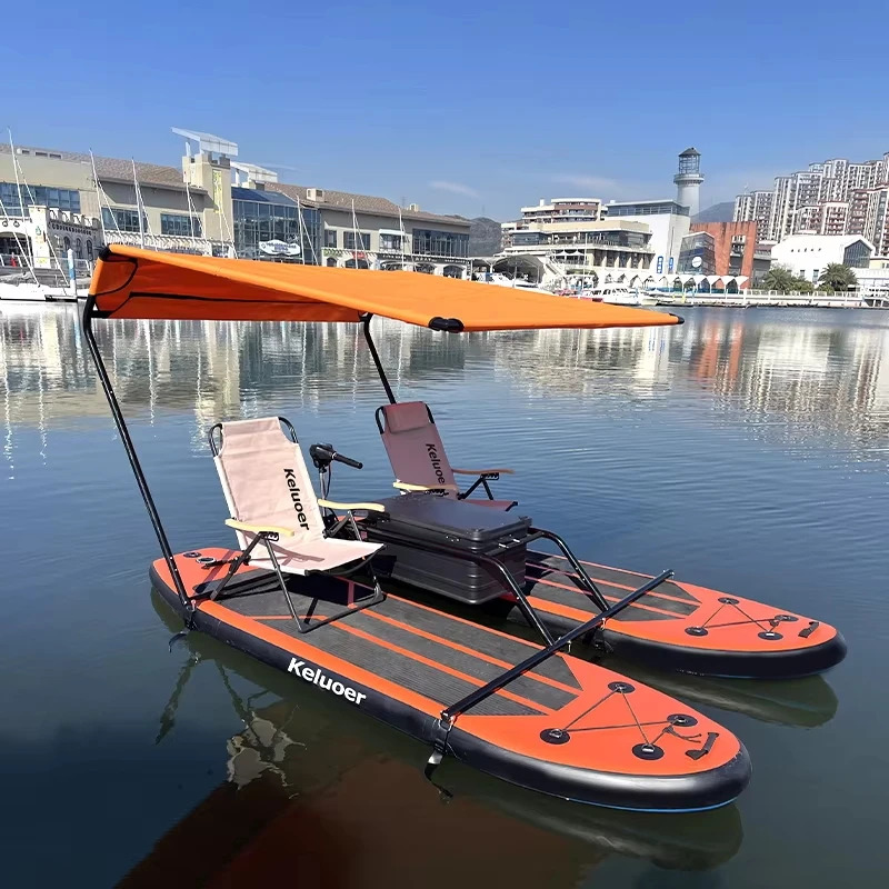 Water Sports Inflatable Electric Motorboat Portable Inflatable Catamaran for 2 People