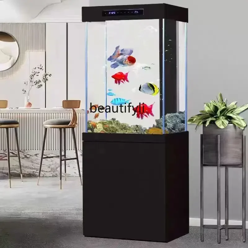 

ss7486 new styleFish Tank Living Room Ecological Bottom Filter Floor Wall Home Landscape Super White Glass Vertical Square Aquar