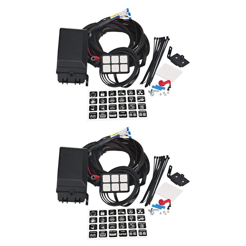 

2X 6 Gang Switch Panel Electronic Relay System Circuit Control Box Waterproof Fuse Relay Box Wiring Harness Assemblies