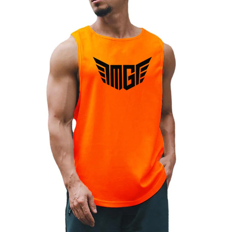 New Fitness Training Fashion Quick Dry Clothing  Sleeveless  Mens Workout Mesh Singlets Casual Sporting Tank Top