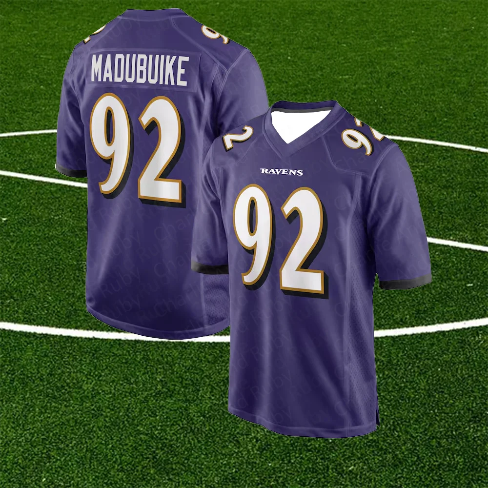 Purple Jersey No. 92/80/34 Classic Summer Short-Sleeved Outdoor Keaton Mitchell Isaiah Likely Justin Madubuike Baltimore Ravens