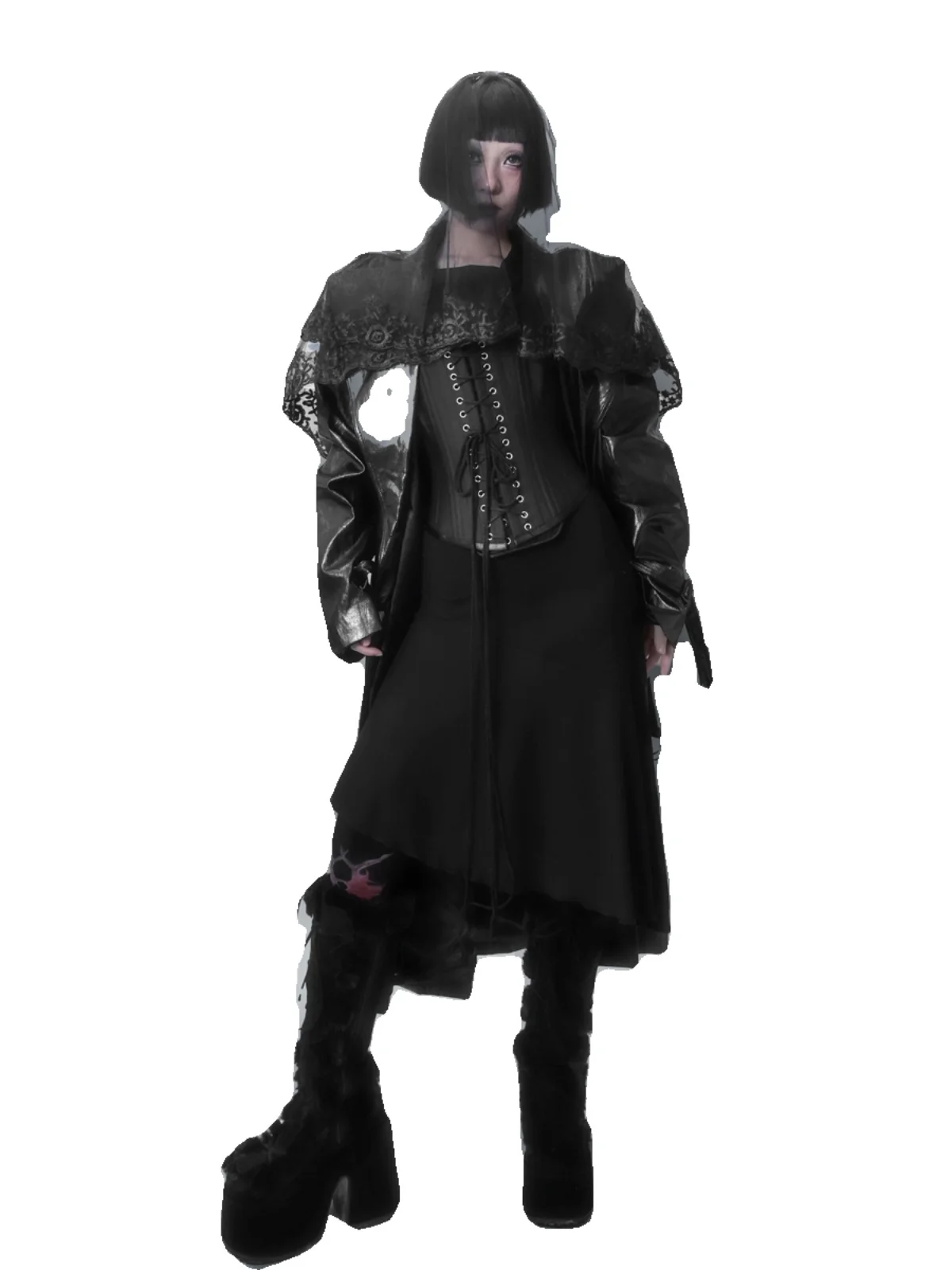 SDP27 대형 패딩 숄더 레트로 밝은 가죽 루즈 코트 자켓 스트리트 스타일 긴팔 겨울 아우터 여성 패션