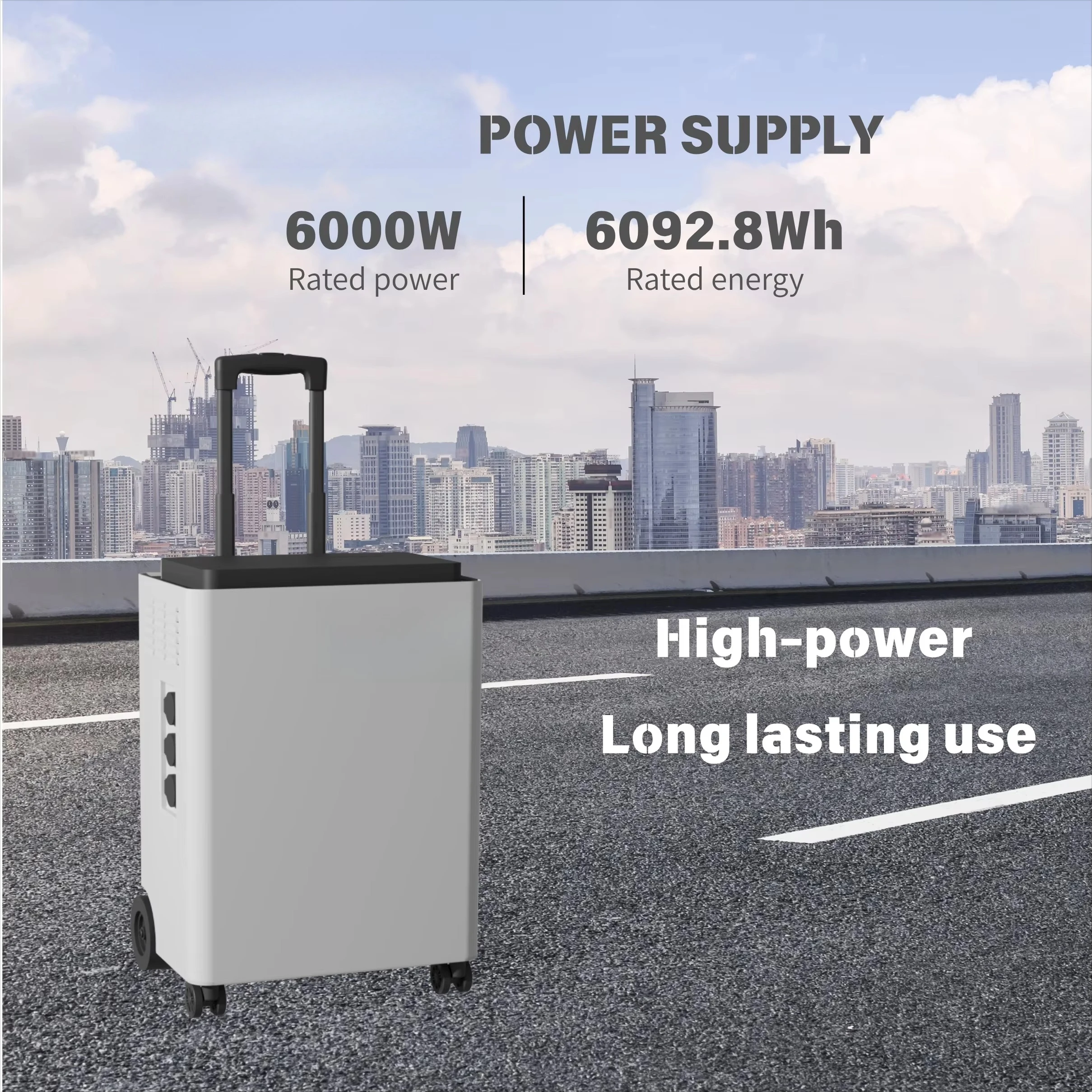 Lezet 6000-Watt Movable Power Station LiFePO4 Battery Solar Gas Powered Quiet Lightweight Luggage Outdoor Portable Power