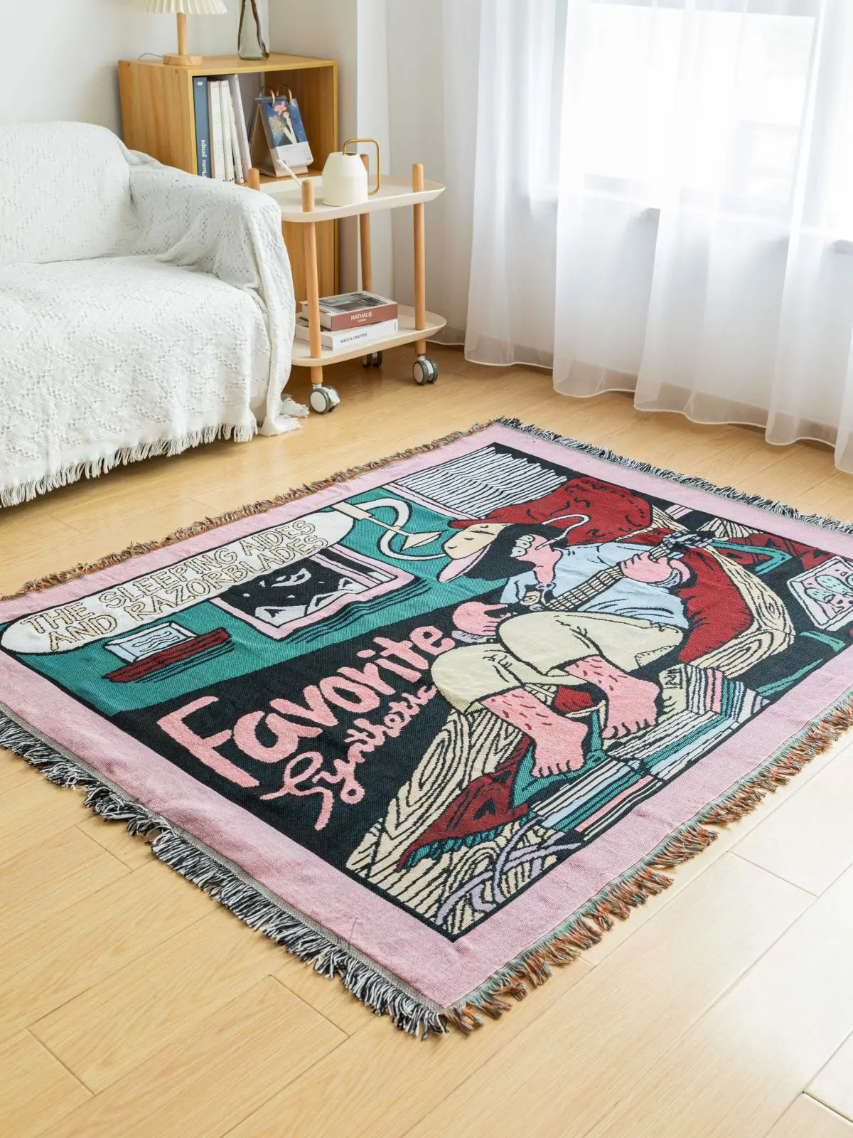 

Blankets for Beds Throw Blanket Picnic Office Nap Blanket Single Sofa Blanket Sofa Cover Decorative Tapestries Guitar Boy