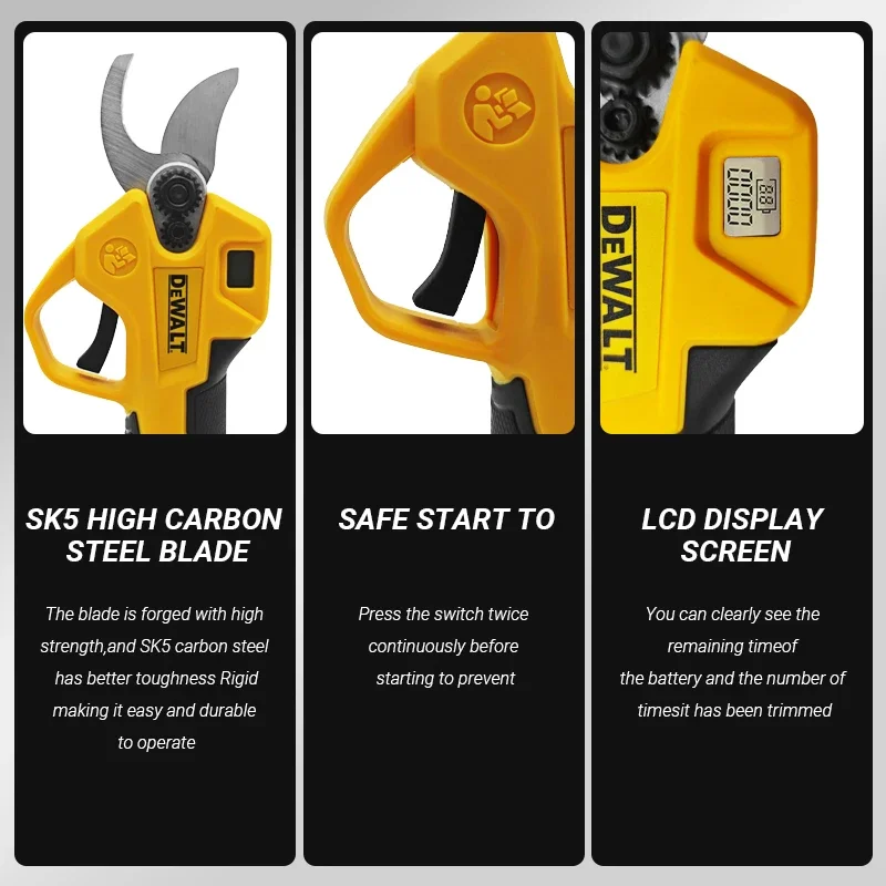 DEWALT 20V Brushless Electric Scissors Cordless Pruning Shears Multifunctional Fruit Tree Branche Cutter Garden Tool  knife