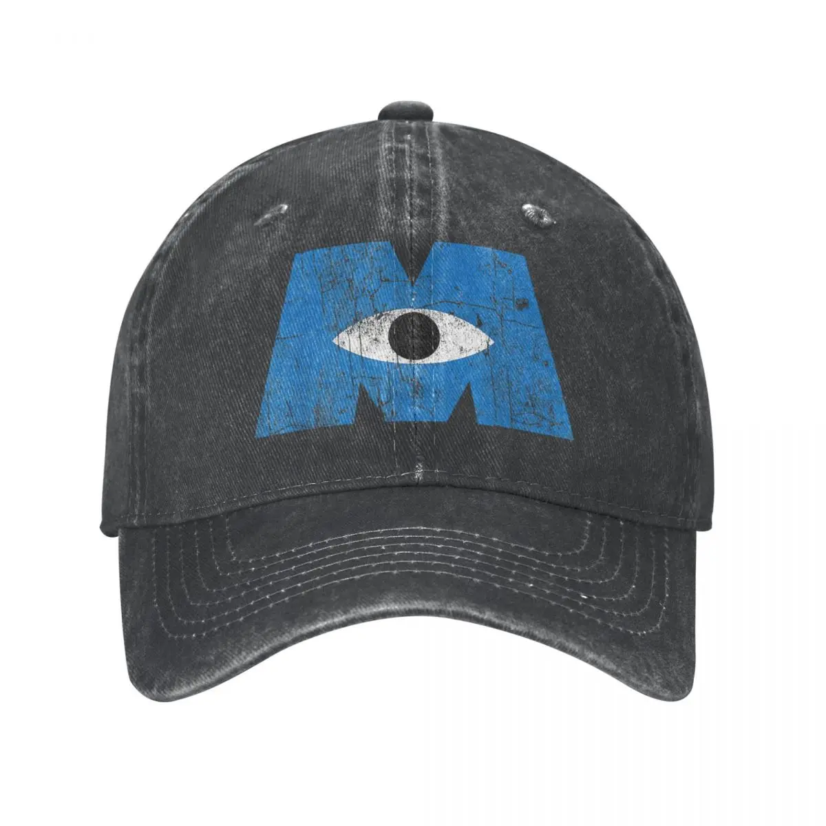 Vintage Monsters Inc Distressed Cyclops Blue Logo Baseball Caps Distressed Washed Sun Cap Outdoor All Seasons Travel Caps Hat