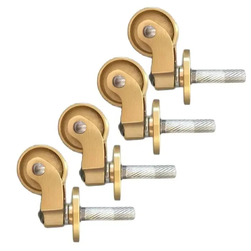 

HOT 4PCS 1'' Pure Brass Wear-resistant Casters Wheels Table Chair Sofa Couch Bar Universal Furniture Casters 360° Rotary Rollers