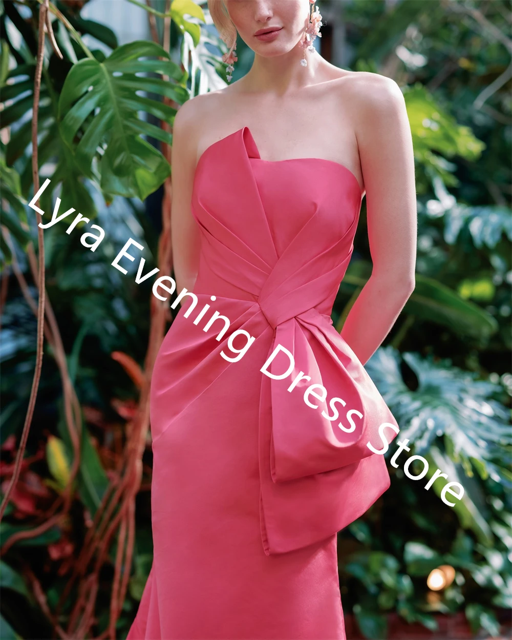 Vestido de noche de Jersey rojo de moda personalizado, vestidos de celebridades sin tirantes de sirena, vestidos de ocasión delicados a medida