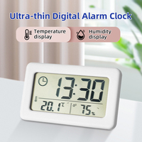 12/24 Hours Electronic Alarm Clock Thermometer Hygrometer Ultra-thin Multifunction Temperature Humidity Monitor Digital Clock