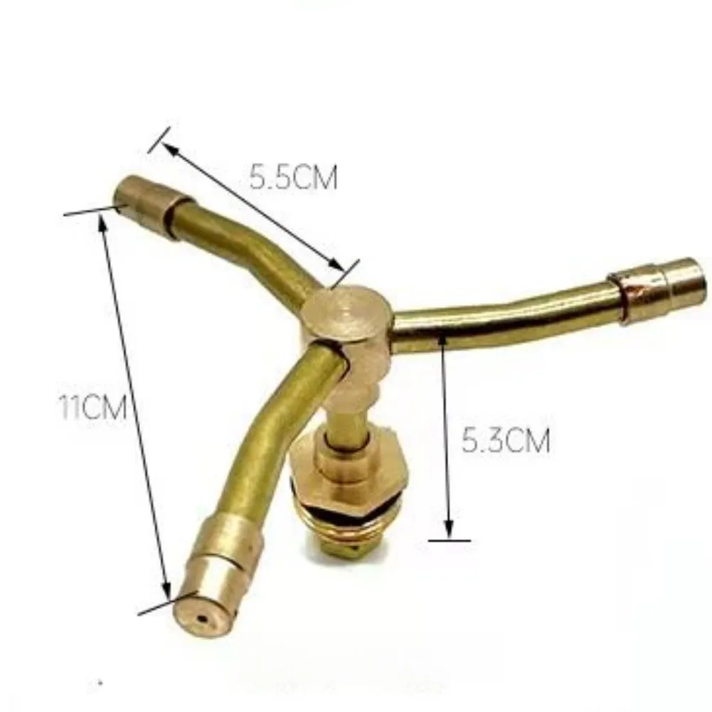 Adjustable Copper Rotary Sprinkler Nozzle For Lawn Care 4-Prong Sprinkler Head Compatible With Standard Quick Connect Fittings