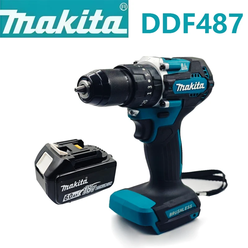 Makita DDF487 Cordless Driver Drill 18V Brushless Electric Impact Screwdriver Rechargeable Power Tool Makita 18V Tools. Original