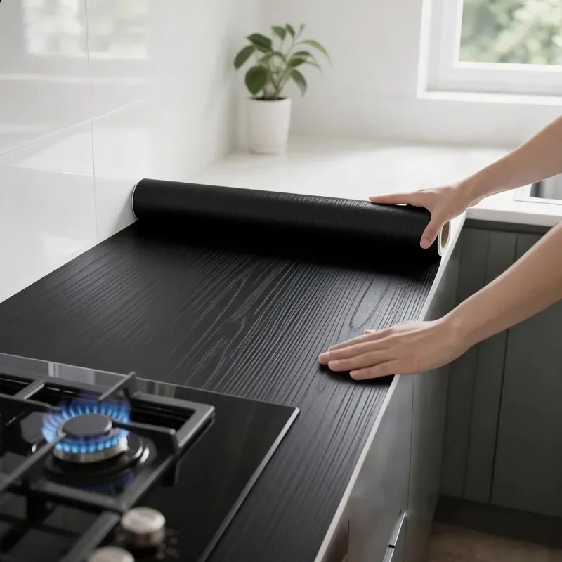 Vinyl Wood Grain Sticker Self-adhesive High Quality Wallpaper Suitable for Kitchen Countertops Cabinets Tables Walls Renovation