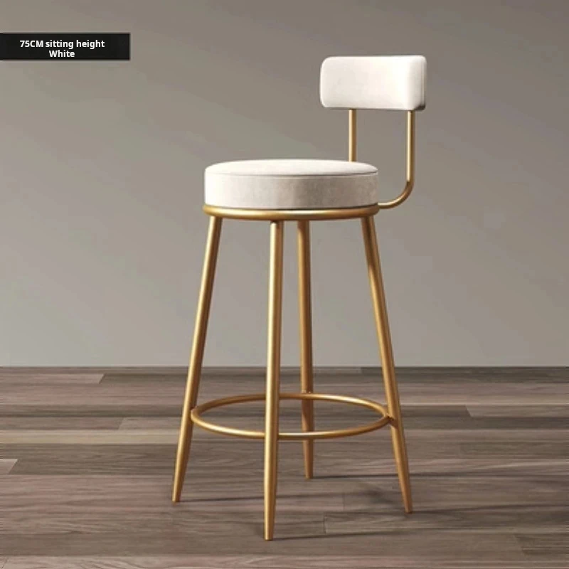 Nordic Modern Velvet Bar Chair Ins Light Luxury Barstool Design Stool Home With Backrest Dining Chair Counter Work Stools