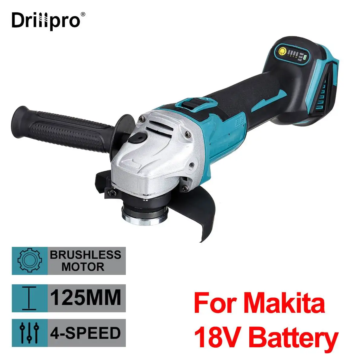 Drillpro M14 Brushless Angle Grinder 125MM Cordless 18V Grinding Machine Cutting Woodworking Angle Grinder Disc Power Tools