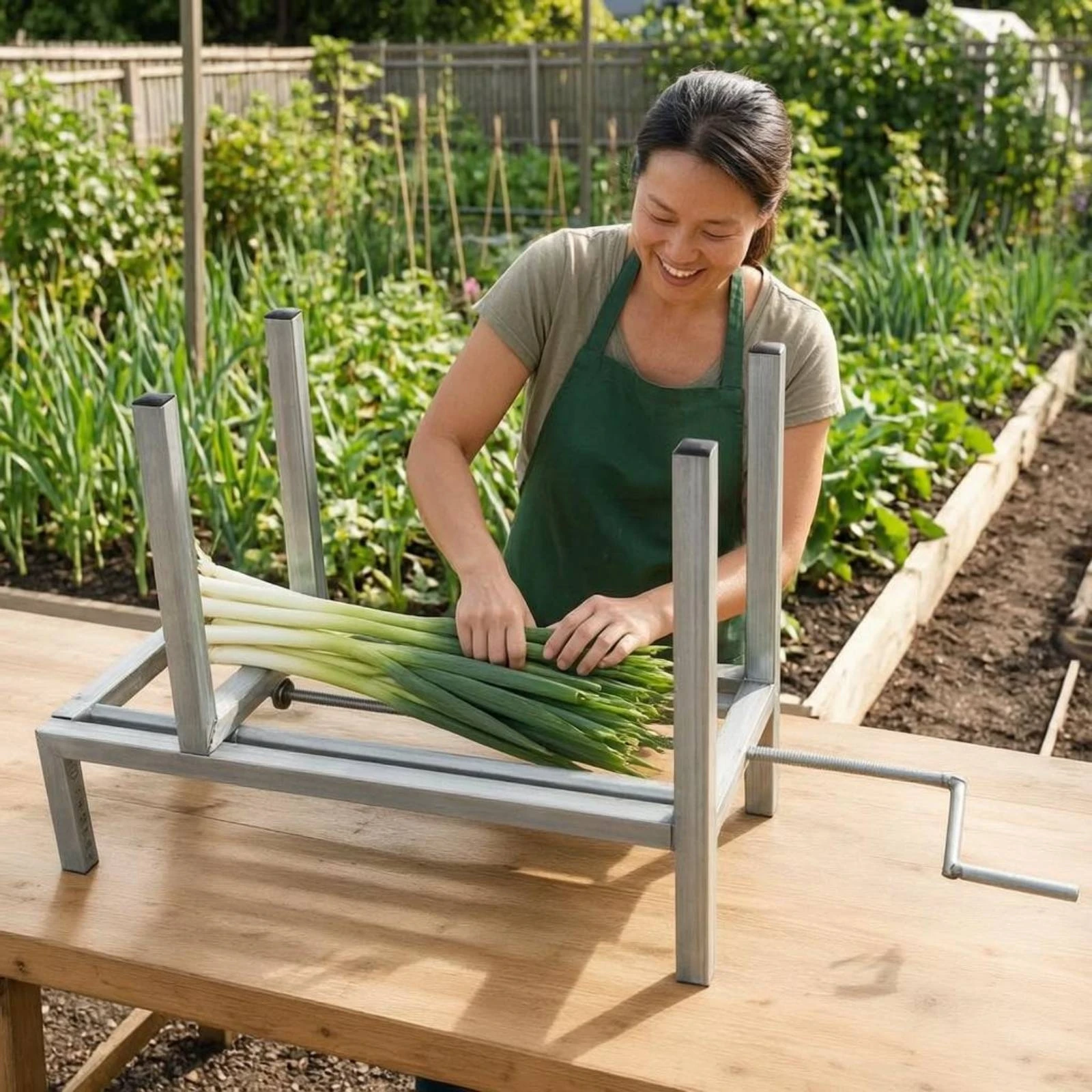 調節可能な野菜結束ラック-スライド式サポート-メタル野菜結束機-農具-オープンベース