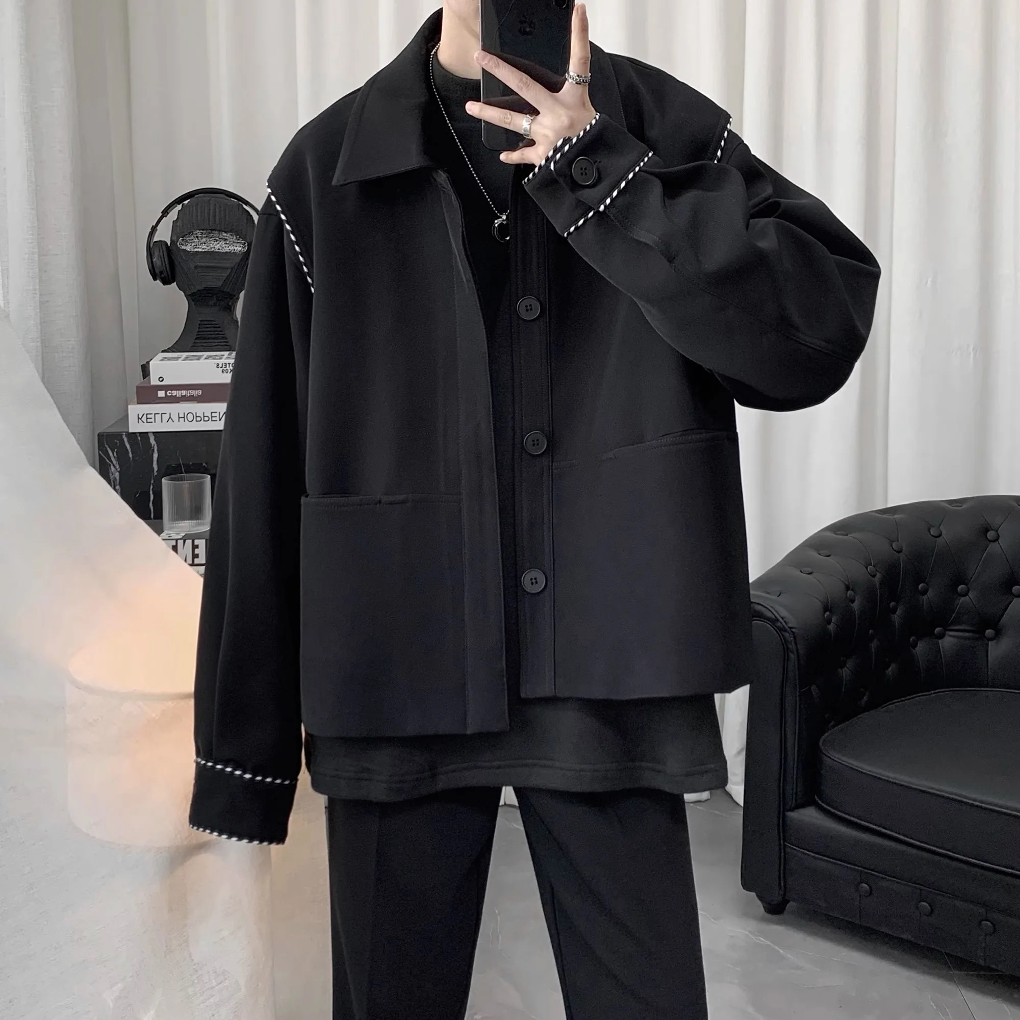 

Повседневная свободная мужская куртка на весну и осень, сезонный дизайн, универсальная верхняя одежда на бедрах для подростков