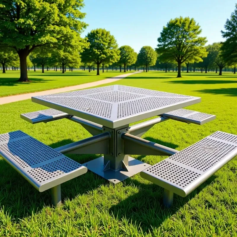 Outdoor Integrated Table and Chair Set Thickened Garden Patio Furniture for Villa Courtyard Park Community Open Air Dining