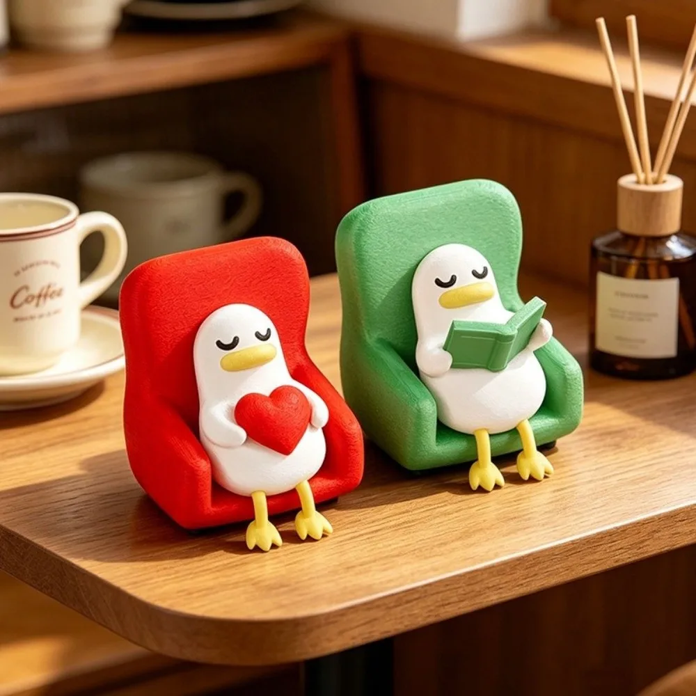 Creative Lazy Duck Figurine Decoration 3D Printed Reading Duck Ornaments Animal Shape Laying Duck Statue Office Desk