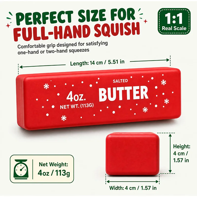 14cm Christmas Butter Stick Squishy Building Block Flour Slow Rebound Simulated Fidget Toy Crunchy Squeeze Stress Relief Gift