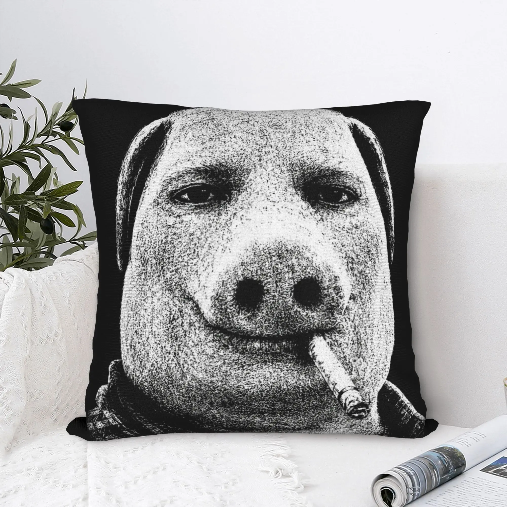 John Pork Smoking Cigarette Funny Vintage Brainrot Meme Pig Pillow Cover Cushion Cover Fashion Pillow Case For Living Room Chair
