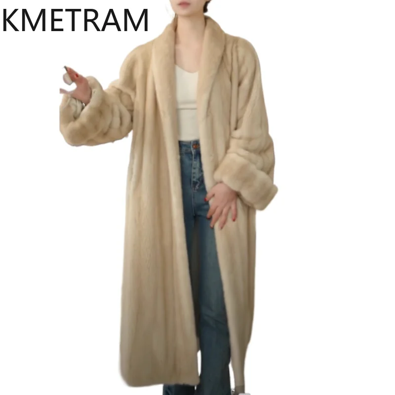 100% Mink Real Fur Coat Women Old Money Style Long Fur Jacket 120cm Winter New in Outerwears High Quality Clothing шуба 2025