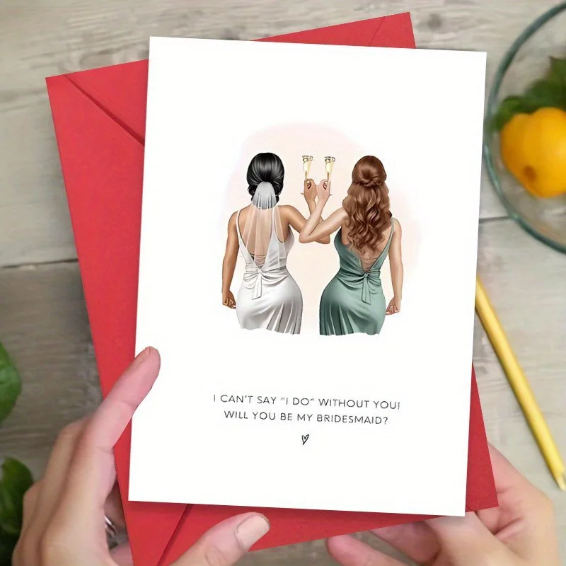 Bridesmaid Invitation Card "Would you like to be my bridesmaid?" - Bohemian Wedding Invitation, for weddings, thank you card, with envelope