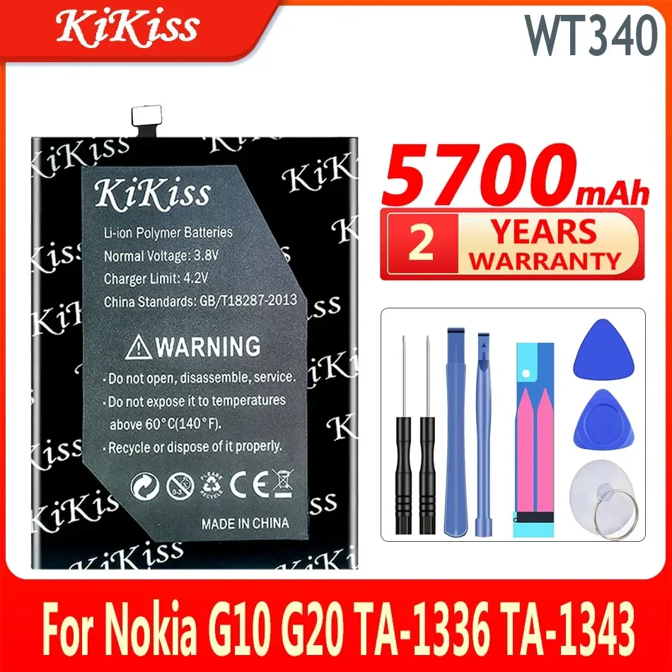 

Аккумулятор KiKiss WT340 5700 мАч для Nokia G10 G20 TA-1336 TA-1343 TA-1347 TA-1372 TA-1365 TA-, аккумулятор большой емкости