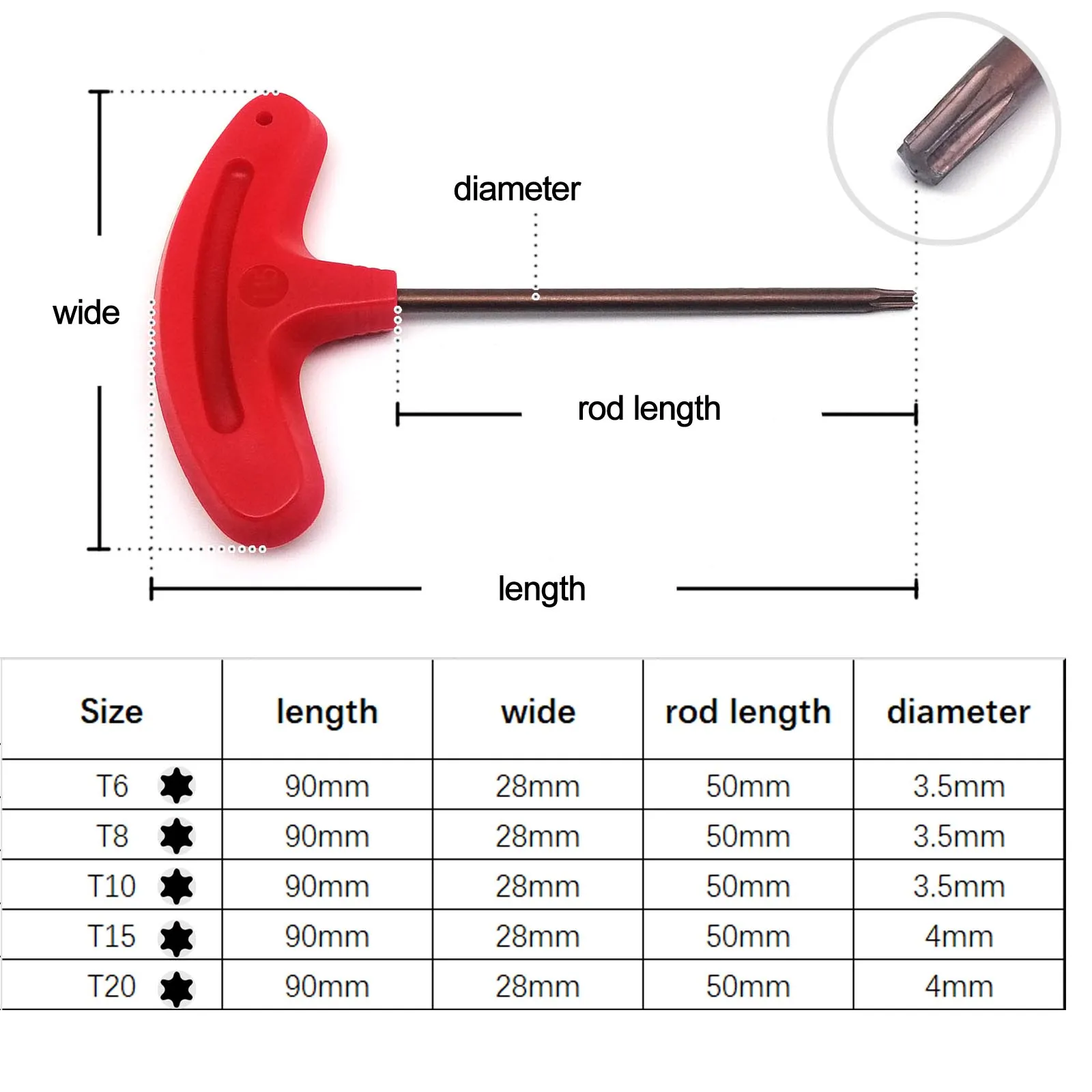 HZYUEGOU T4 T6 T7 T8 T9 T10 T15 T20 T25 T30 Sechsrings-Torx-Schraubendreher mit manipulationssicherem Sicherheitskopf – Detail 3