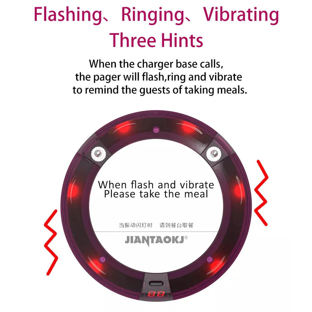 JIANTAO Long Range Wireless Queue Calling System Waiter Call Button Vibrating Coaster Restaurant Pager