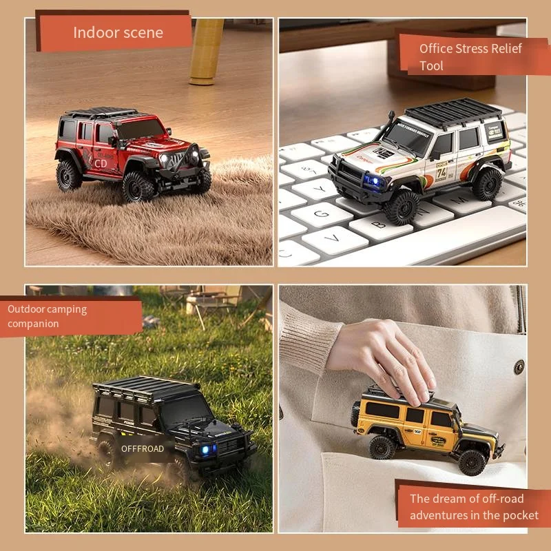 HuangBo R43 RC Car 1/43 Full-scale Remote-Control Climbing Off-road Vehicle Model Desktop Mini Quad-Ride Electric Boy Toy Gift