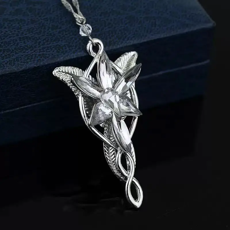 1PCS New Night Star Twilight Star Crystal Pendant Necklace, Ancient Silver Flame Cross Men's and Women's Necklace Pendant, Daily