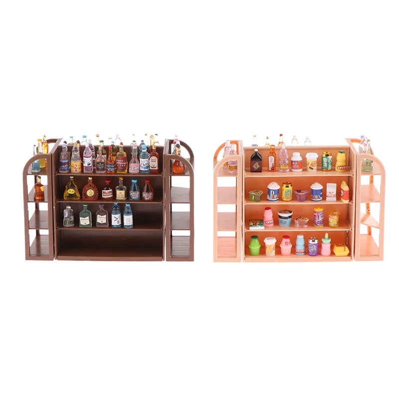 1 Set Doll House Scene Decor Accessories 1:12 Dollhouse Miniature Supermarket Shelf Mini Display Stand Storage Rack Model Toy