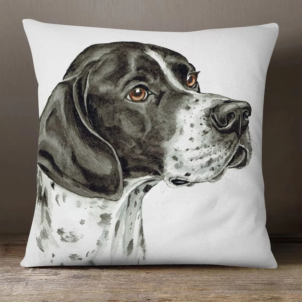 1pc Realistic Dog Breed Pillow Cover, Polyester 2D Double-Sided Print, Watercolor Pet Portrait Art, Dog Lover Home & Car Decor G
