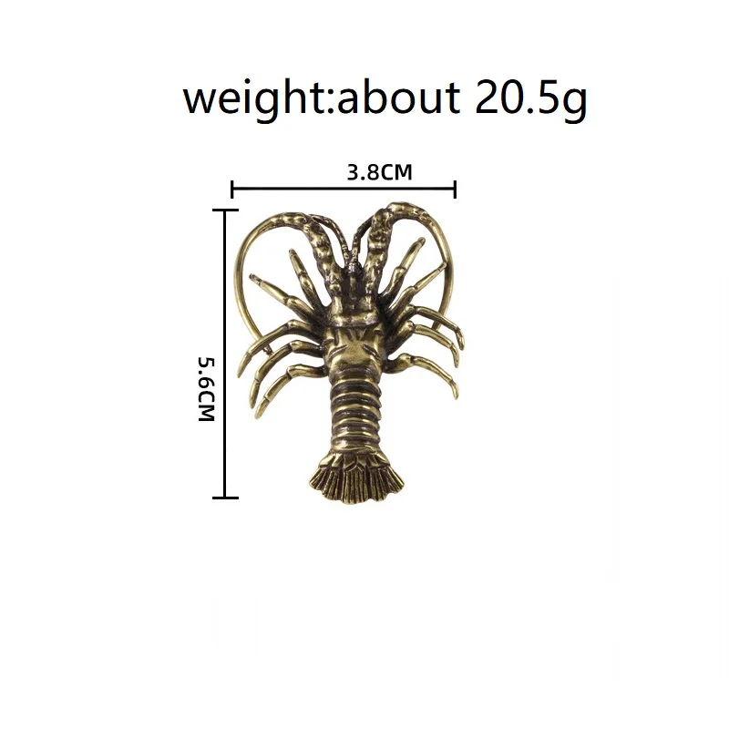 Brass Artificial Simulation Animals Lobster Miniature Figurines Lifelike Crayfish Shrimp Doll Toy Vintage Tea Pet Desktop Decor