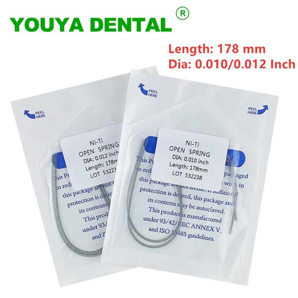 2Pcs/Bag Dental Orthodontic Niti Open Spring Elastic Coil Spring Dentistry Lab Materials 0.010/0.012*178m