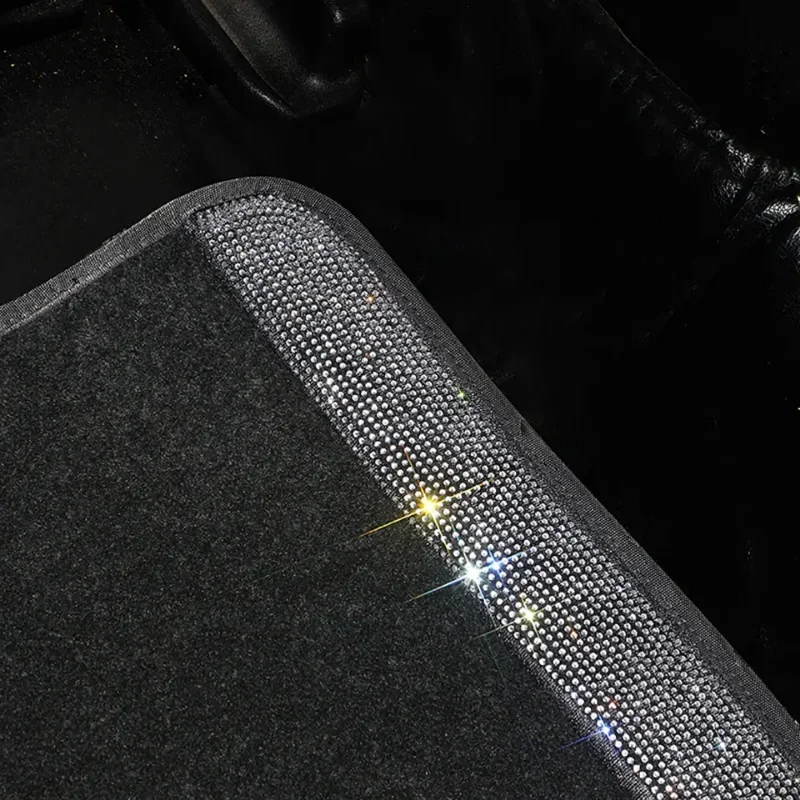 Bling Car Mats Floor Mats for Women 4Pcs Rhinestone Crystal Diamond Sparkly Glitter Carpet Universal for SUV Sedan Car Trucks