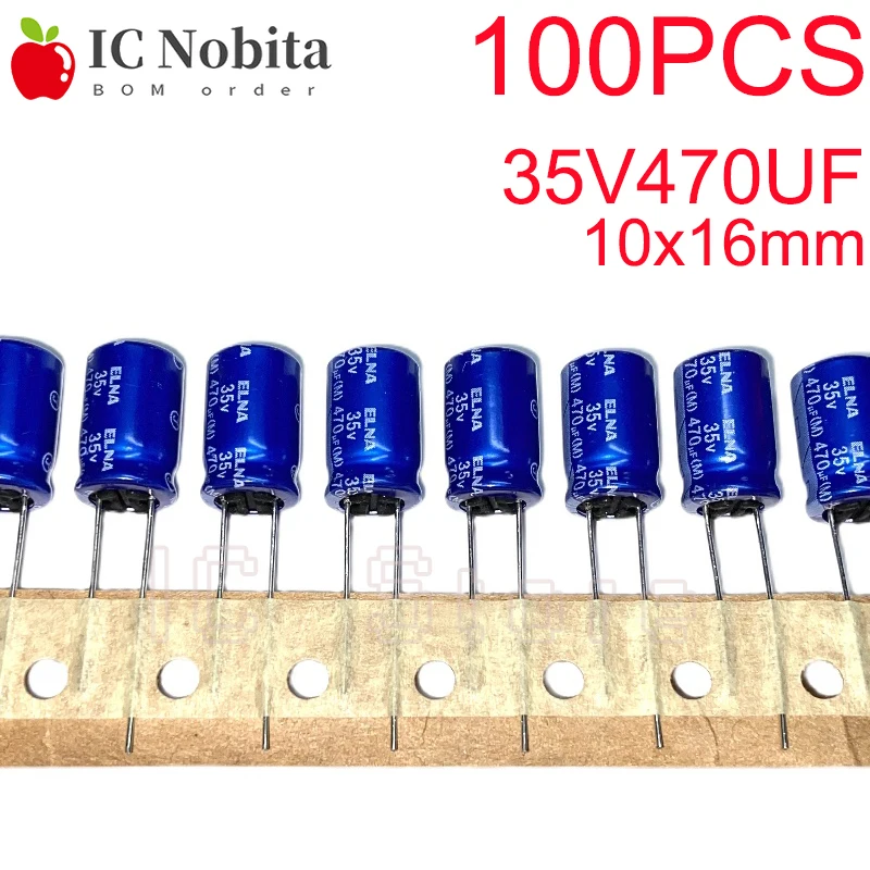 

100PCS ELNA RE3 Blue HiFi Audio Electrolytic Capacitor 35V470UF 10x16mm