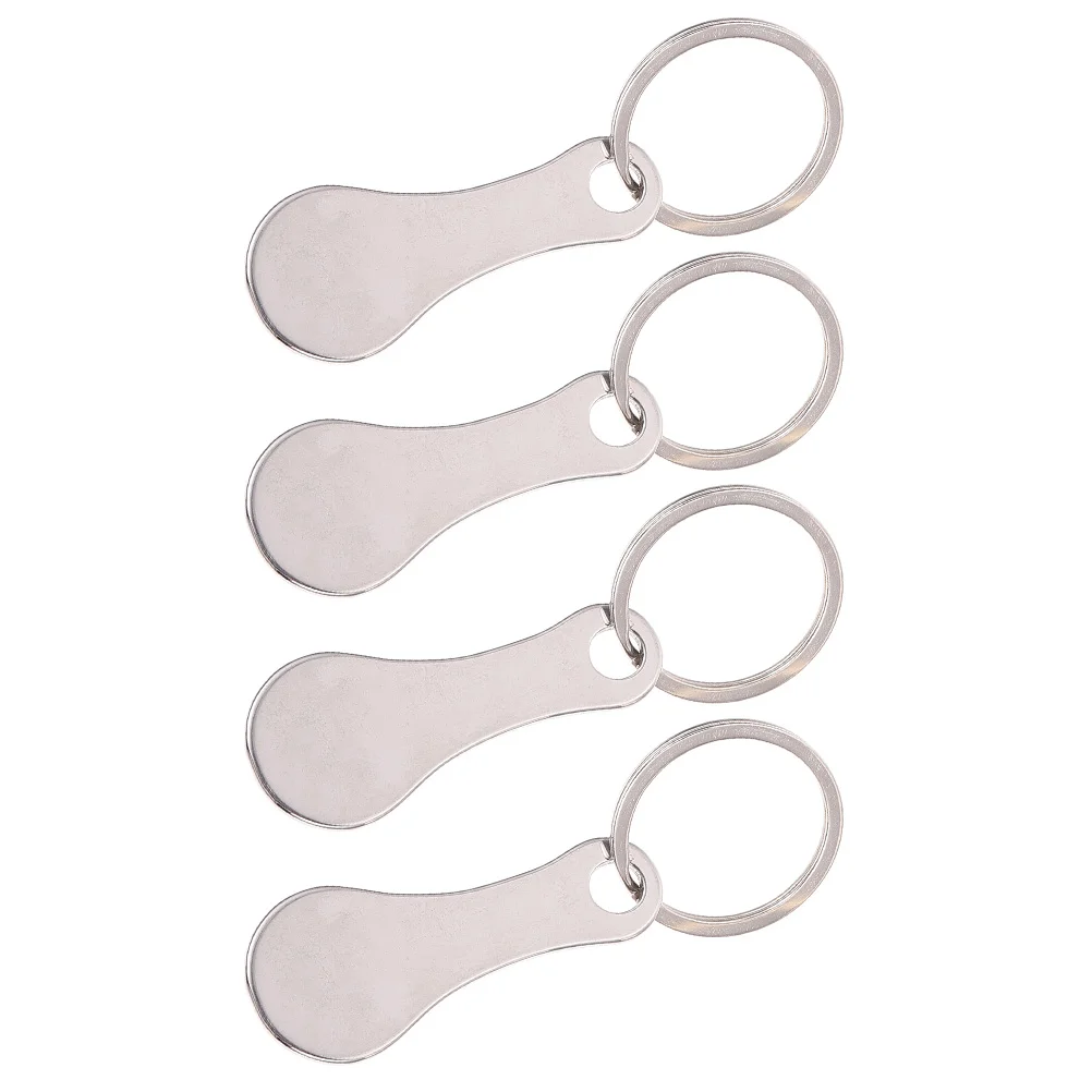 4 Pcs Key Rings Pendants Cart Token Trolley Tokens for Shopping Compact Holder Silver Push