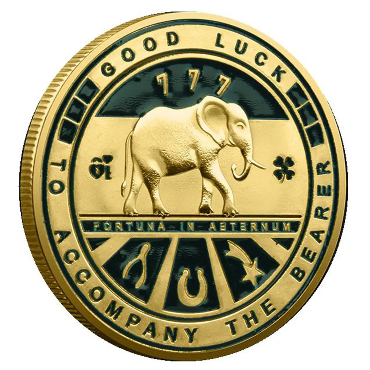 Lucky Clover Elephant Decoration Commemorative Coin Metal Crafts Relief Decoration Gold Coin 777 Collection Lucky Silver Coin