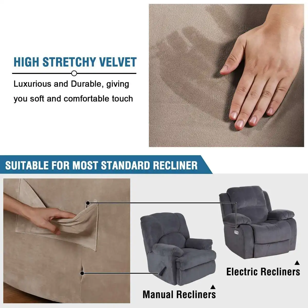 กำมะหยี่ขนแกะล้างทำความสะอาดได้ Recliner เก้าอี้ Slipcovers สุนัขแมวสัตว์เลี้ยง Single โซฟาเบาะเก้าอี้โซฟ...