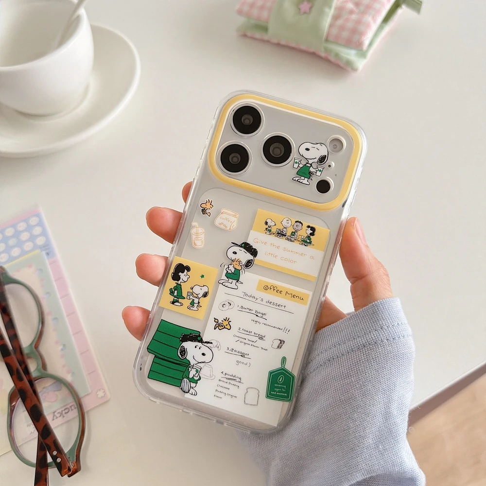 Cute Cartoon Peanut Snoopy Charlie Brown illustration Tag Phone Case For iPhone 17 16 15 Pro Max Cases Shockproof Hard Cover