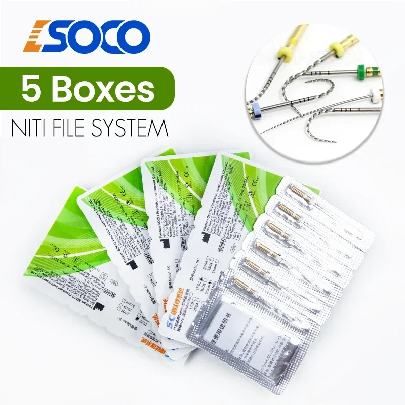 SOCO 5 Boxs Super Cutting Nickel Titanium Endo Rotary System, Superior-Quality Material for Optimal Durability and Resilience