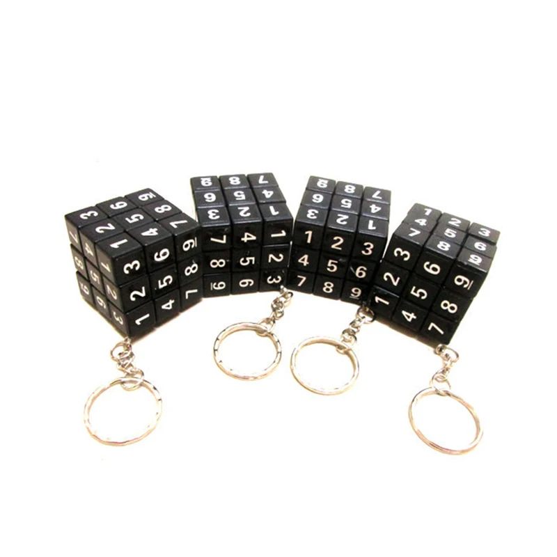 Porte-clés magique amusant avec numéro noir, mini cube de vitesse professionnel, pendentif sac à dos, cadeau jouet, 3.5cm, 3x3x3